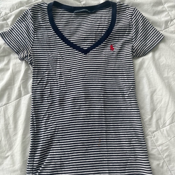 Ralph Lauren Women's T-shirt with Navy Stripes - Picture 1 of 2